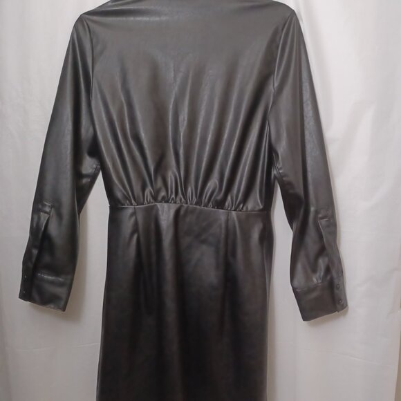 WOMEN'S ZARA FAUX LEATHER WRAP MINI DRESS - Picture 9 of 13